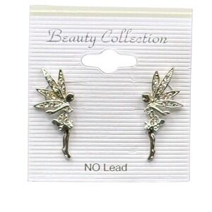 Beauty Collection Silver Tone Rhinestone Fairy Stud Earrings No Lead New